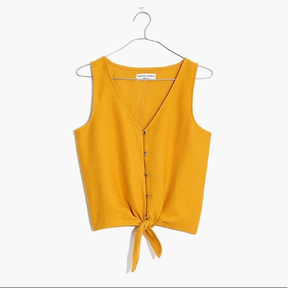 Texture and Thread Golden Tie Front Tank Top